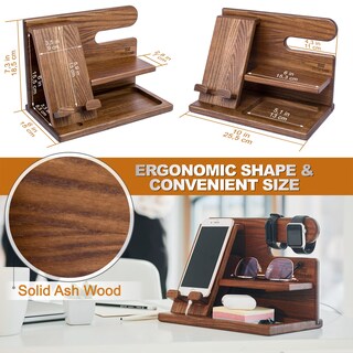 Foto 5 | Foto 5 | Soporte De Madera Para Teléfono Teslyar Organizador De Mesita De Noche Color Beige - Venta Internacional.