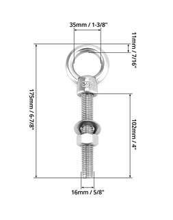 Foto 6 | Foto 6 | Argollas Roscadas Qwork De Acero Inoxidable De Grado Marino  5/8 X 10 Cm - Venta Internacional.