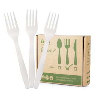 Foto 1 | Foto 1 | Tenedor Compostable Herlly 100 Cubiertos Biodegradables Para Fiesta - Venta Internacional.