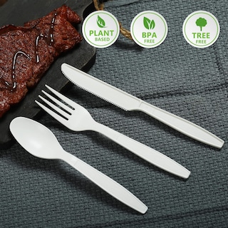 Foto 6 | Foto 6 | Tenedor Compostable Herlly 100 Cubiertos Biodegradables Para Fiesta - Venta Internacional.