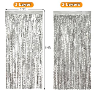 Foto 6 | Foto 6 | Telón De Fondo Con Flecos De Aluminio  4 Unidades  Plateado  1 X 2 M  Para Decoración De Fiestas - Venta Internacional.