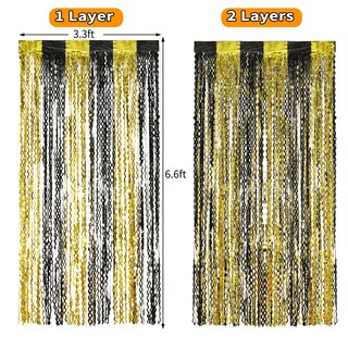 Foto 5 | Foto 5 | Cortinas Con Flecos Laminados Keeuh Negras Y Doradas Paquete De 4 Unidades 1 M X 2 M - Venta Internacional.