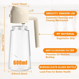 Foto 6 | Foto 6 | Pulverizador Y Dispensador De Aceite Gikaco 2 En 1 De Vidrio De 600 Ml Para Cocina - Venta Internacional.