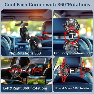 Foto 4 | Foto 4 | Asiento Trasero De Coche Con Doble Ventilador Huenlyel Para Niños Con 3 Ajustes De Velocidad - Venta Internacional.