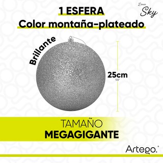 Foto 3 | Foto 3 | Esfera Para Árbol De Navidad Artego Gigante De 25 Cm De Diámetro - Una Pieza Plata Montaña Línea Sky
