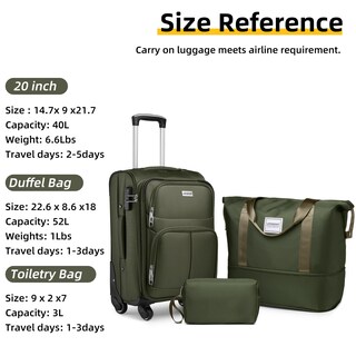 Foto 5 | Foto 5 | Juego De Equipaje Larvender Softside De 3 Piezas Con Cierre Tsa Green - Venta Internacional.