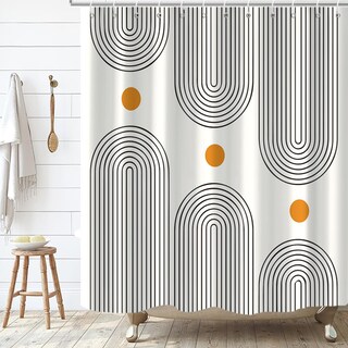 Foto 2 | Foto 2 | Cortina De Ducha Gkleasg Boho Mid Century Ivory Waterproof - Venta Internacional.