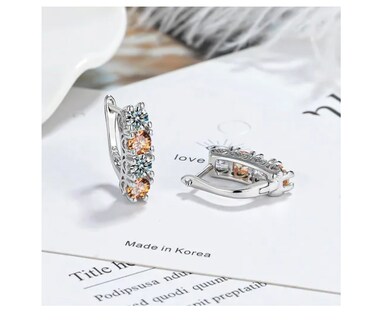 Foto 2 | Foto 2 | Aretes De Bano De Plata Xtellar  Piedra De Colores