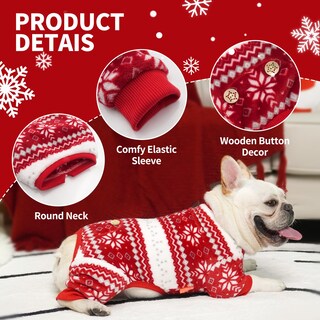 Foto 5 | Foto 5 | Pijama De Perro Kyeese Con Estampado Navideño De Copos De Nieve Para Perros Pequeños - Venta Internacional.