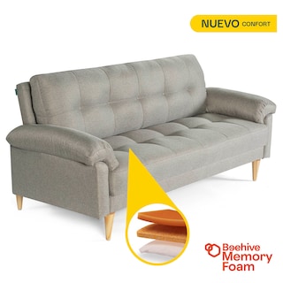 Foto 2 | Foto 2 | Sofá Cama Makora Salam Con Memory Foam Color Gris Claro Lino Respaldo Reclinable De 3 Posiciones Con Portavasos