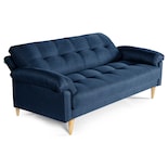 Sofá Cama Makora Salam Con Memory Foam Color Azul Lino Respaldo Reclinable De 3 Posiciones Con Portavasos