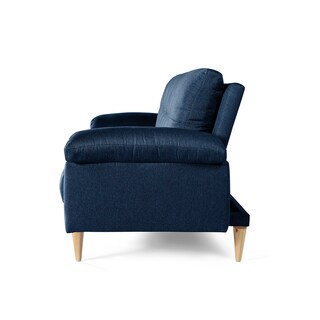 Foto 6 | Foto 6 | Sofá Cama Makora Salam Con Memory Foam Color Azul Lino Respaldo Reclinable De 3 Posiciones Con Portavasos