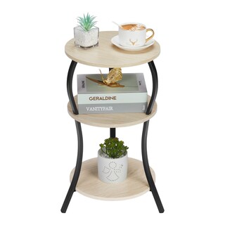 Foto 1 | Foto 1 | Mesa Auxiliar Yeakoo Vintage De 3 Niveles De Roble Redondo Para Sala De Estar - Venta Internacional.