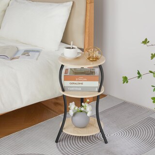 Foto 7 | Foto 7 | Mesa Auxiliar Yeakoo Vintage De 3 Niveles De Roble Redondo Para Sala De Estar - Venta Internacional.