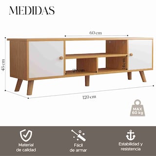 Foto 3 | Foto 3 | Centro De Entretenimiento Minimalista Elly Beige Y Blanco