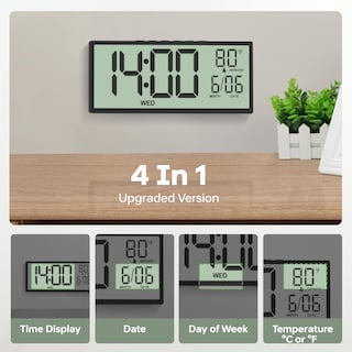 Foto 5 | Foto 5 | Reloj De Pared Jall Con Pantalla Lcd Digital Grande De 14 5 Pulgadas Con Batería - Venta Internacional.
