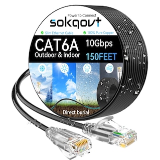 Foto 1 | Foto 1 | Cable Ethernet Sokqovt Cat6a De 150 Pies Para Exteriores E Interiores Negro - Venta Internacional.