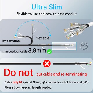 Foto 5 | Foto 5 | Cable Ethernet Sokqovt Cat6a De 150 Pies Para Exteriores E Interiores Negro - Venta Internacional.