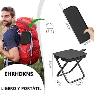 Foto 2 | Foto 2 | Taburete de Camping Plegable Belug Negro