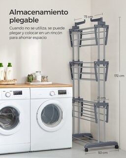 Foto 6 | Foto 6 | Tendedero Plegable De 4 Niveles Móvil Con Ruedas Asas Plegables