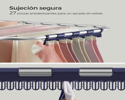 Foto 5 | Foto 5 | Tendedero De Ropa Plegable De 2 Niveles Con Alas Ajustables En Altura 33 Barras De Secado Pinzas