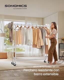 Foto 2 | Foto 2 | Perchero de Acero con Ruedas y Extensible Songmics Home Plateado