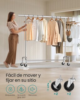 Foto 5 | Foto 5 | Perchero de Acero con Ruedas y Extensible Songmics Home Plateado