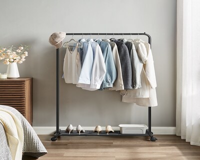 Foto 2 | Foto 2 | Perchero Burro Metálico Con Barra Colgante De 91 Cm Con Estante 2 Ruedas Bloqueables Soporta Hasta 40 Kg