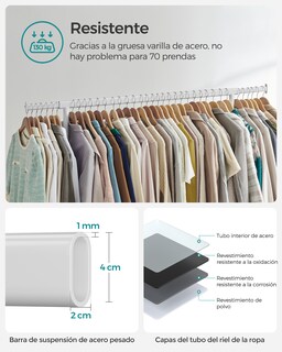 Foto 4 | Foto 4 | Perchero de Acero con Ruedas y Extensible Songmics Home Blanco