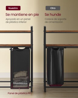 Foto 5 | Foto 5 | Cesto De Ropa Sucia Con 3 Bolsas Extraíbles 40 L Cada Una Con 2 Estantes Baño Lavandería