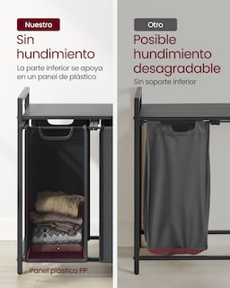 Foto 6 | Foto 6 | Cesto De Ropa Sucia 3 Bolsas Extraíbles Tela Oxford 3x38 L Marco Metálico Con Estante