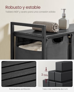 Foto 8 | Foto 8 | Cesto De Ropa Sucia 3 Bolsas Extraíbles Tela Oxford 3x38 L Marco Metálico Con Estante