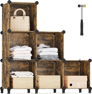 Foto 1 | Foto 1 | Estantería Modular De 6 Compartimentos Zapatero Organizador Modular De Plástico Con Patas Marrón