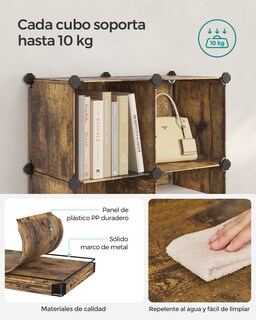 Foto 4 | Foto 4 | Estantería Modular De 6 Compartimentos Zapatero Organizador Modular De Plástico Con Patas Marrón
