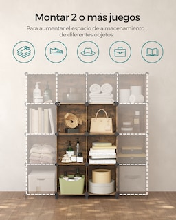 Foto 5 | Foto 5 | Estantería Modular De 6 Compartimentos Zapatero Organizador Modular De Plástico Con Patas Marrón