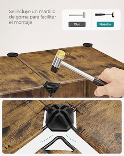 Foto 7 | Foto 7 | Estantería Modular De 6 Compartimentos Zapatero Organizador Modular De Plástico Con Patas Marrón