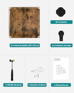 Foto 8 | Foto 8 | Estantería Modular De 6 Compartimentos Zapatero Organizador Modular De Plástico Con Patas Marrón