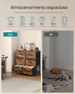 Foto 3 | Foto 3 | Cómoda Con 6 Cajones De Tela Estructura De Acero Y Tablero Mdf