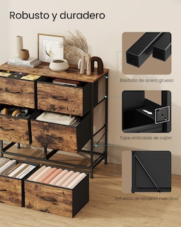 Foto 6 | Foto 6 | Cómoda Con 6 Cajones De Tela Estructura De Acero Y Tablero Mdf