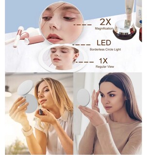 Foto 2 | Foto 2 | ''espejo Con Led Luz Recargable Para Maquillaje Portatil 1x2blanco ''