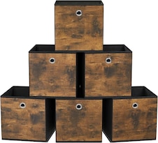 Juego De 6 Cajas De Almacenamiento Con Asa Organizadores De Tela 26x26x28 Cm Ajustables Plegables