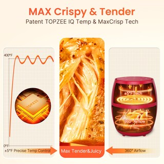 Foto 3 | Foto 3 | Freidora Topzee Small Compact De 2 1 Litros 4 En 1 98% Menos De Aceite Color Rojo - Venta Internacional.