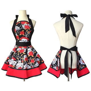 Foto 2 | Foto 2 | Delantal Hyzrz Para Halloween Disfraz De Calavera Esqueleto Y Huesos Para Mujer - Venta Internacional.