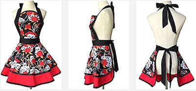 Foto 4 | Foto 4 | Delantal Hyzrz Para Halloween Disfraz De Calavera Esqueleto Y Huesos Para Mujer - Venta Internacional.