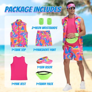 Foto 4 | Foto 4 | Set De Entrenamiento Para Hombre Disfraz Tosjack De Los 80  Color Neón  Tamaño Xl - Venta Internacional.