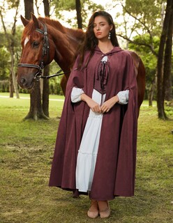 Foto 4 | Foto 4 | Capa Medieval Con Capucha Del Cabo Escarlata Oscuridad Renacentista Vino - Venta Internacional.