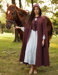 Foto 5 | Foto 5 | Capa Medieval Con Capucha Del Cabo Escarlata Oscuridad Renacentista Vino - Venta Internacional.