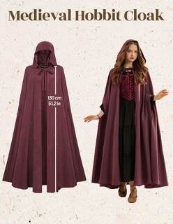 Foto 6 | Foto 6 | Capa Medieval Con Capucha Del Cabo Escarlata Oscuridad Renacentista Vino - Venta Internacional.
