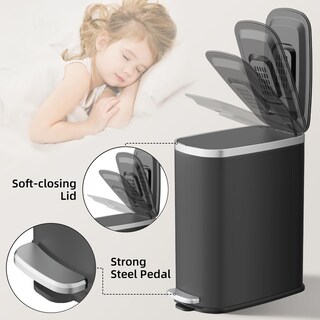 Foto 4 | Foto 4 | Cubo De Basura Kuk Slim De Acero Inoxidable De 10 Litros Con Tapa De Cierre Suave Color Negro - Venta Internacional.