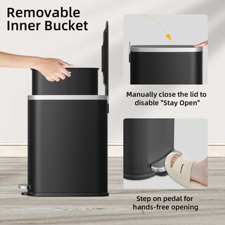 Foto 5 | Foto 5 | Cubo De Basura Kuk Slim De Acero Inoxidable De 10 Litros Con Tapa De Cierre Suave Color Negro - Venta Internacional.